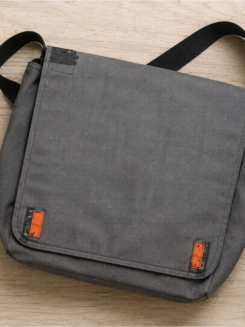 G by Guess Gray Messenger Bag with Orange Accent Tabs